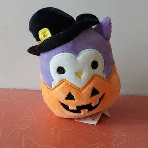 SQUISHMALLOWS HOLLY OWL Witch Jack O'Lantern Pumpkin Halloween Plush 4"